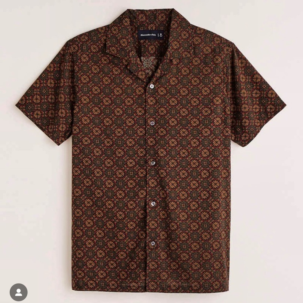 Abercrombie & Fitch Brown and Red Casual Button Down Shirt